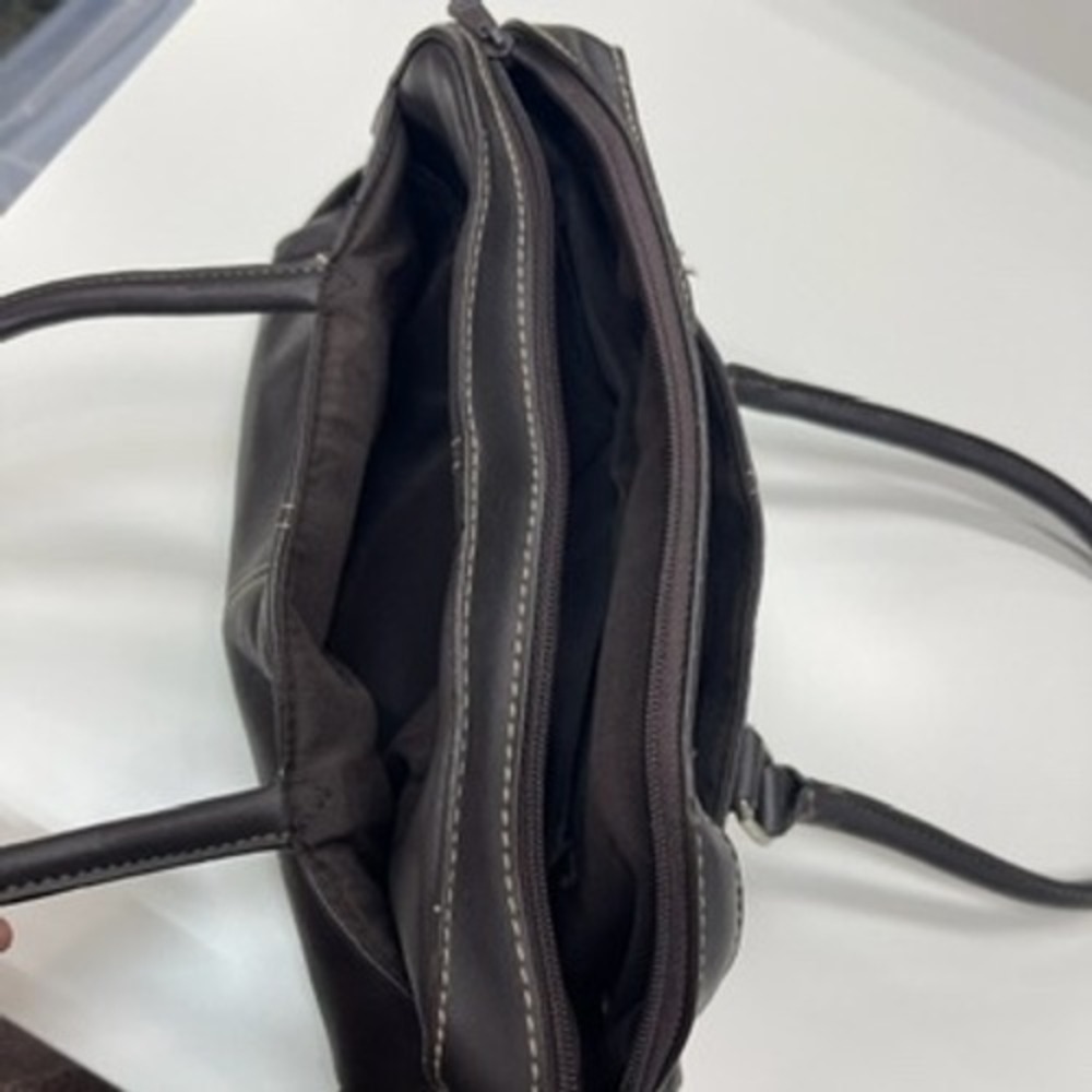 Vintage‎ Hush Puppies Brown Shoulder Bag Satchel with Mirror Stitch Detail - Picture 6 of 7